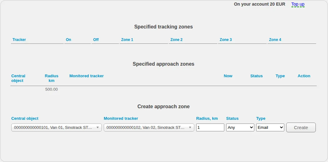 Creating a proximity rule between central and tracked objects
