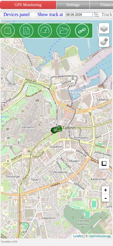 Mobile map with the device panel closed