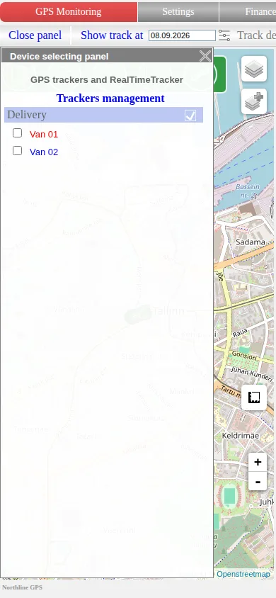 Monitoring map on a smartphone with the device panel open
