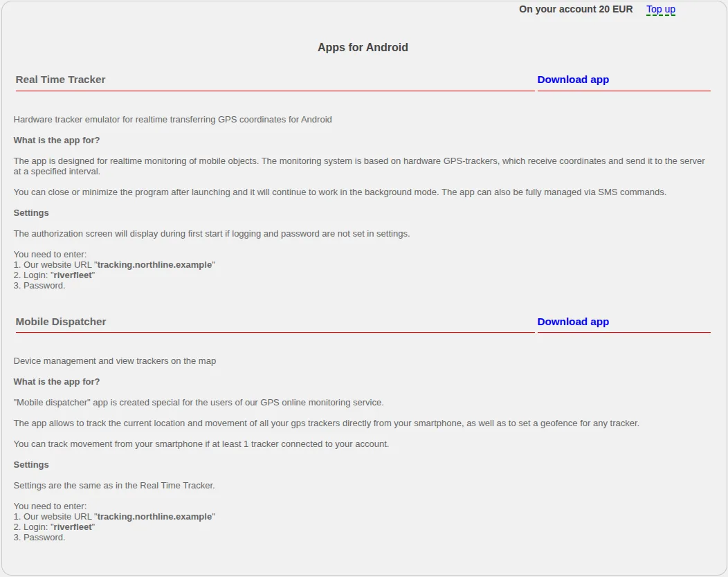 Current RealTimeTracker and Mobile Dispatcher download page